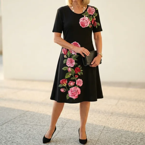 Floral Printed Polished Midi Dress