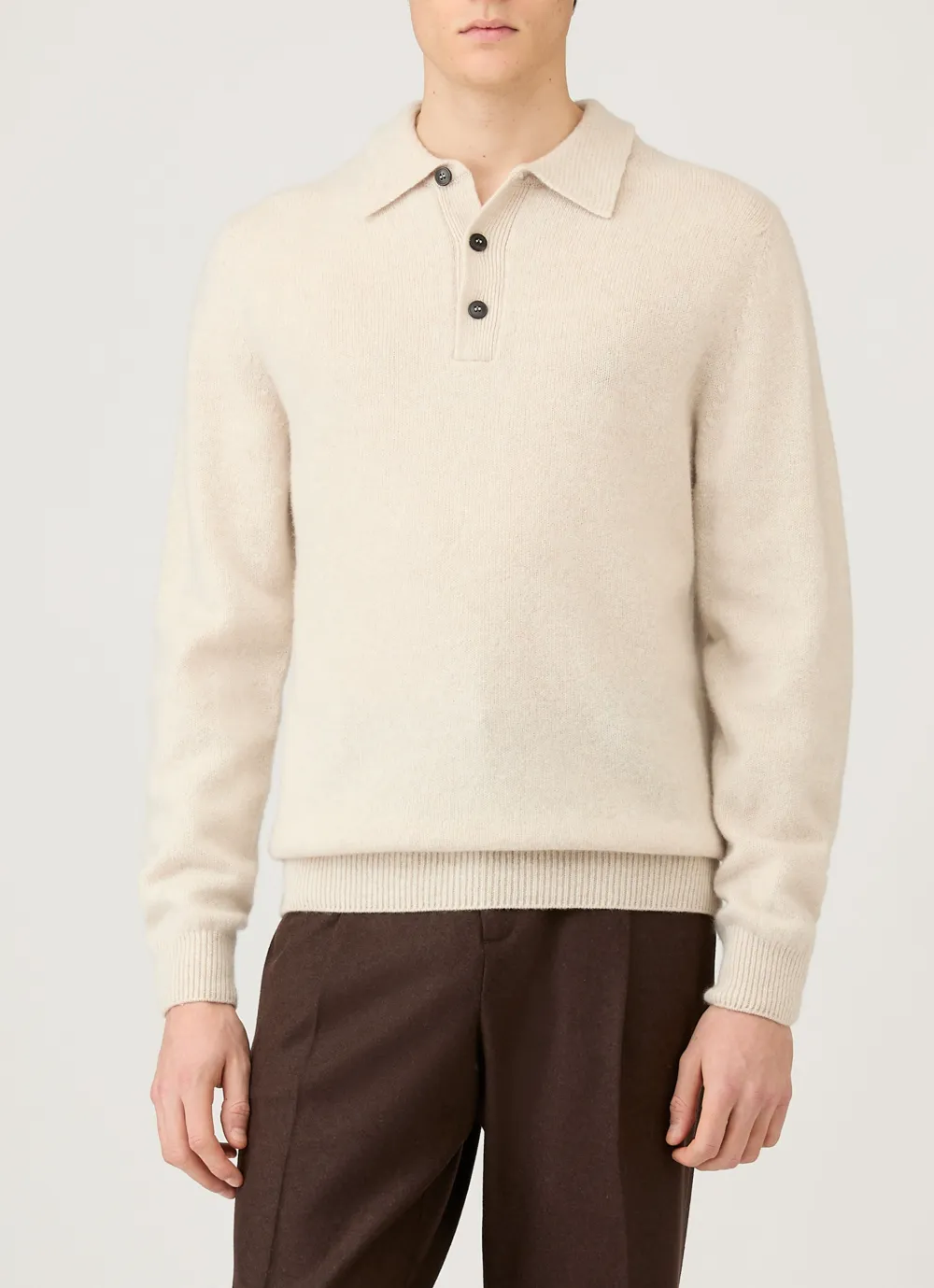 Modern Everyday Lambswool Knit Long Sleeve Polo Shirt