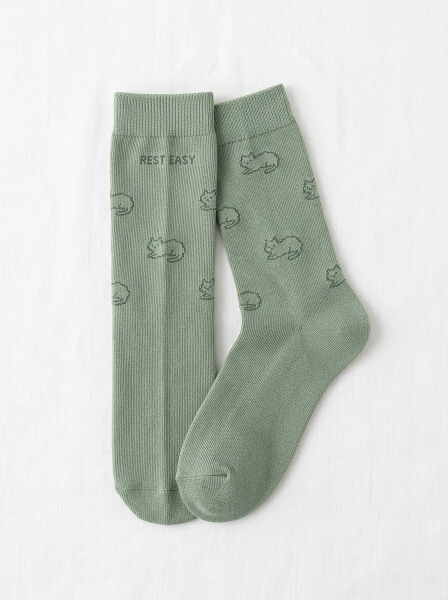 Textured Cat-Motif Casual Socks