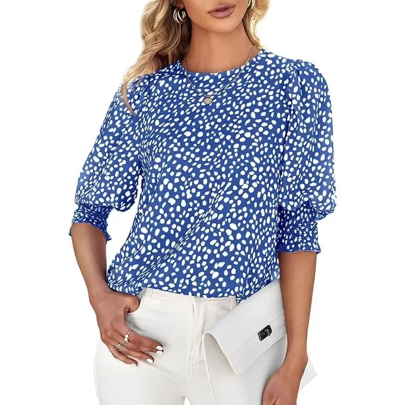 Women's Polka Dot 3/4 Sleeve Blouse
