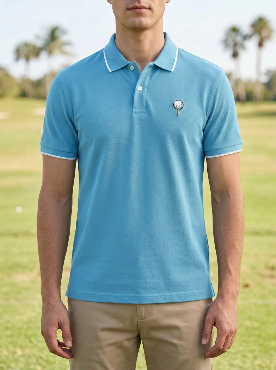 Golf-Ball Ball-On-Tee Golf Polo Shirt