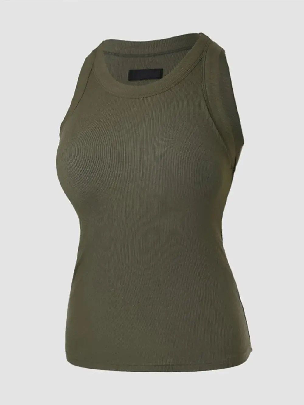 Women Everyday Basic Ribbed Built-in Bra Tank