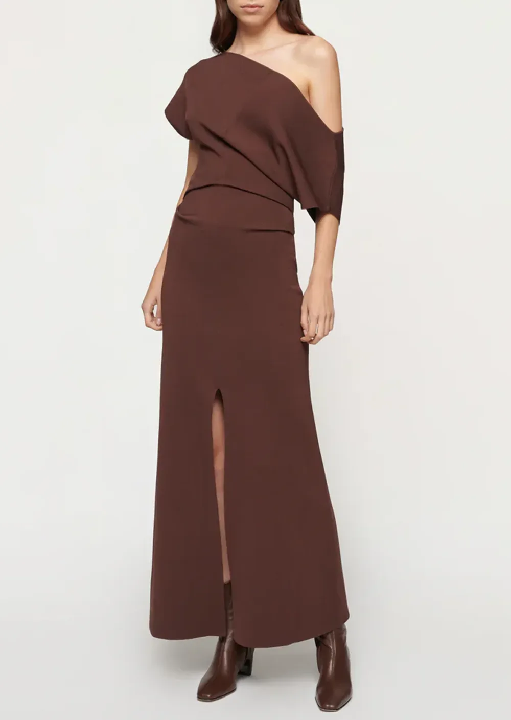 FRONT SLIT ASYM KNIT DRESS