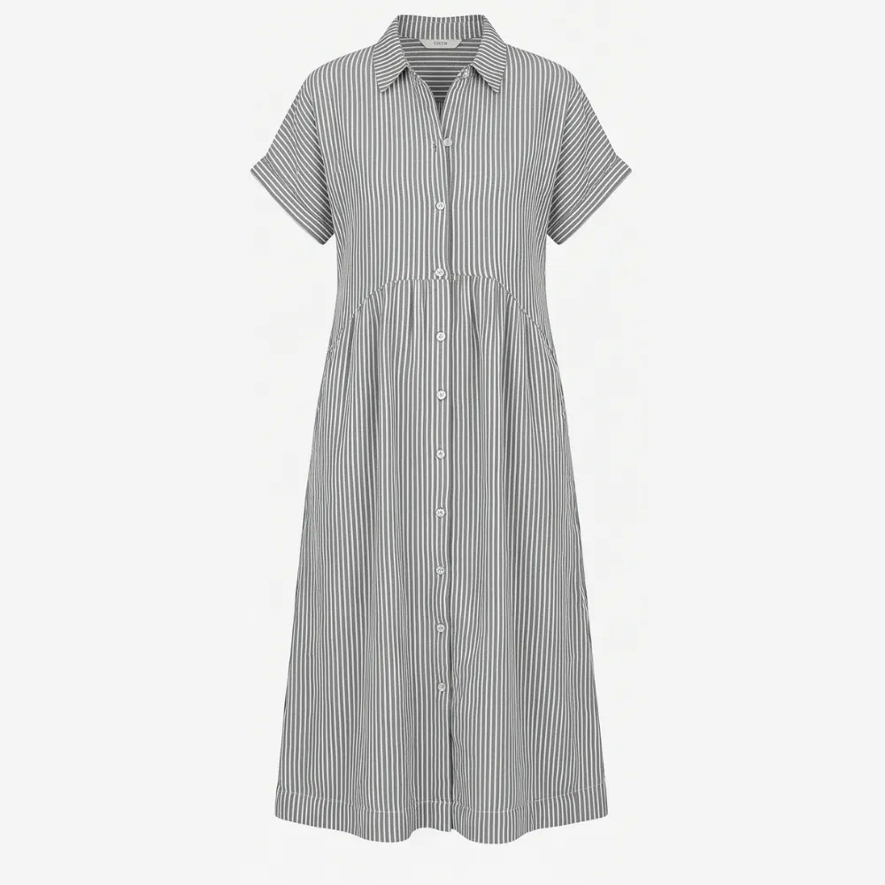 Shirt Striped Airy Midi Dress
