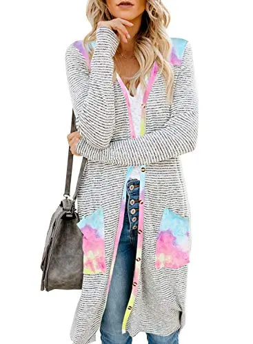 Womens2022FashionCasualOpenFrontPrintedCardigansSweatersThinCoatsJacketsOuterwear