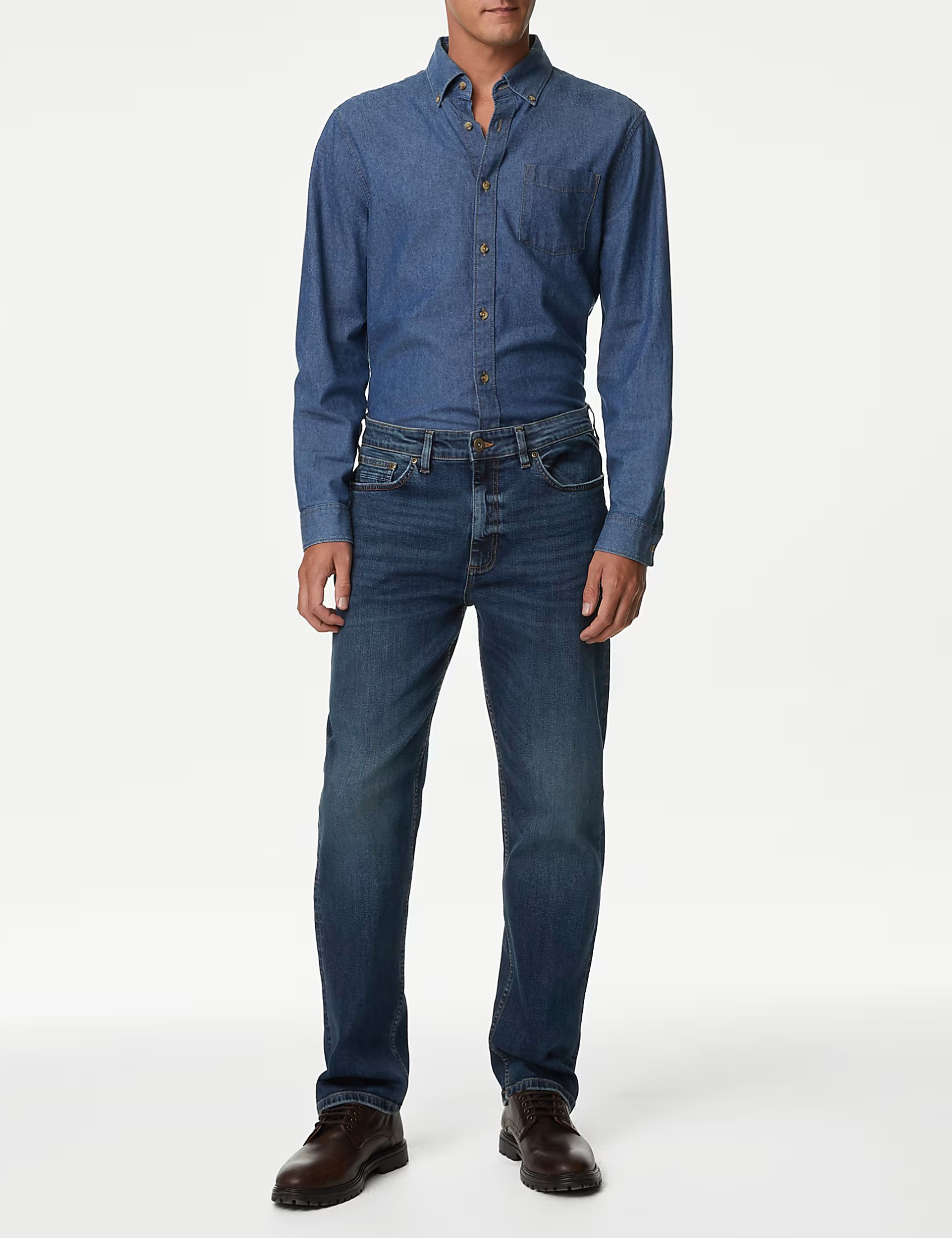 Men's Blue Loose Fit Stretch Denim Jeans