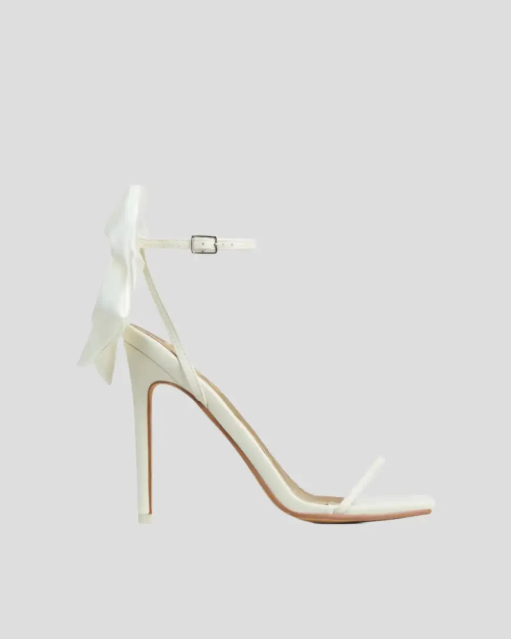Bow Strap Satin Sandals in White