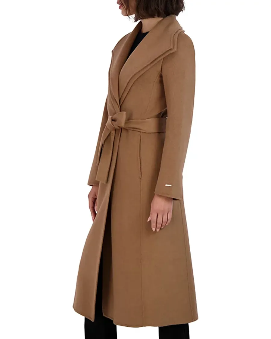 Long Sleeve Belted Wrap Coat