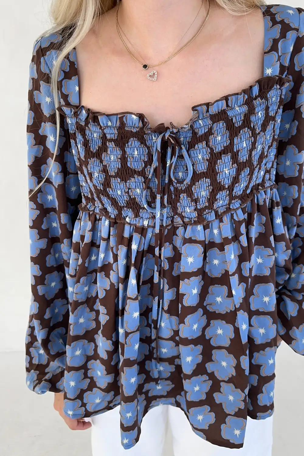Floral Printed Smocked Top