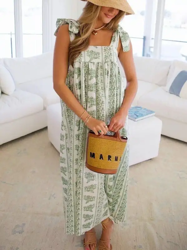 Lightweight Feel Floral Printed Dress