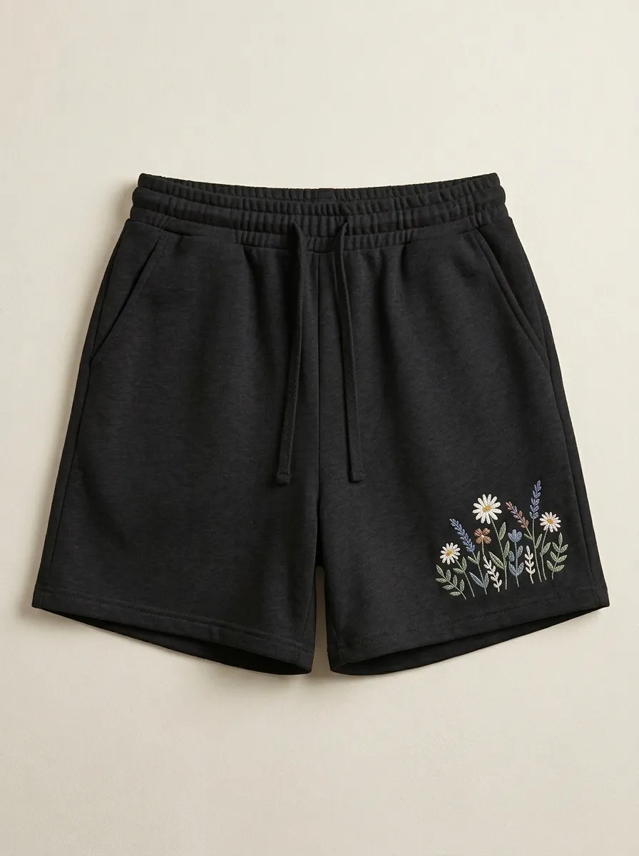 Women's Detailed Floral Embroidered Lounge Shorts
