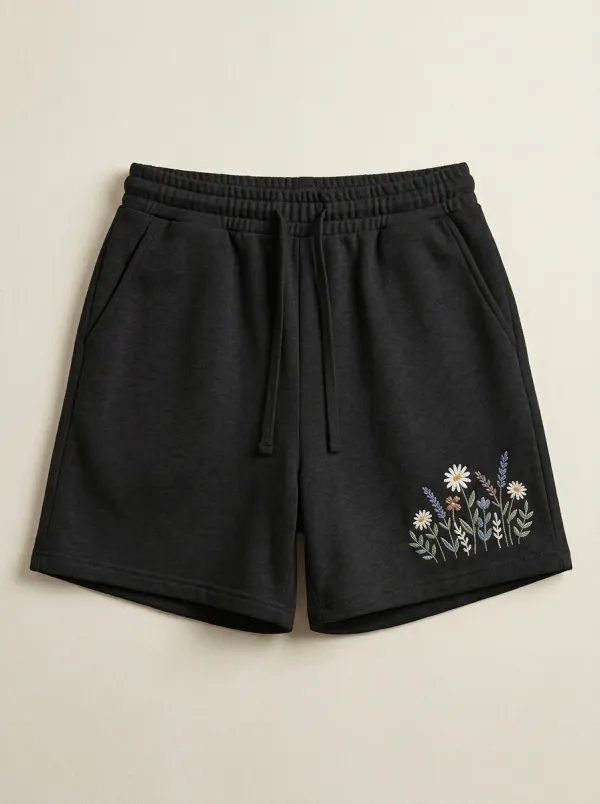 Women's Detailed Floral Embroidered Lounge Shorts