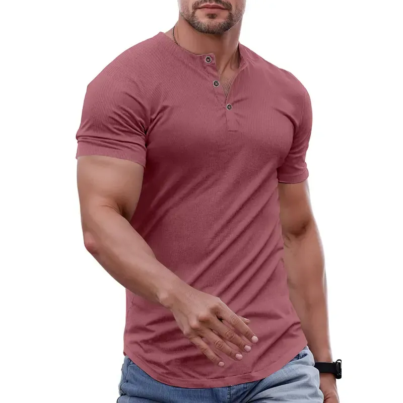Men's Solid Color Slim Fit Longline T‑Shirt