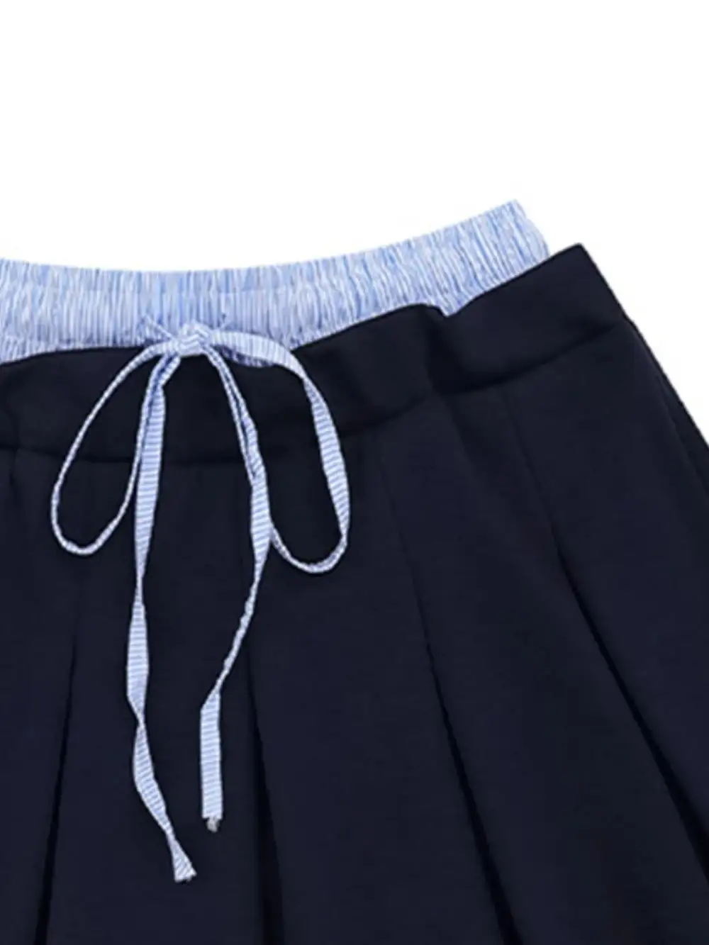 Textured Pleated Drawstring Skirt