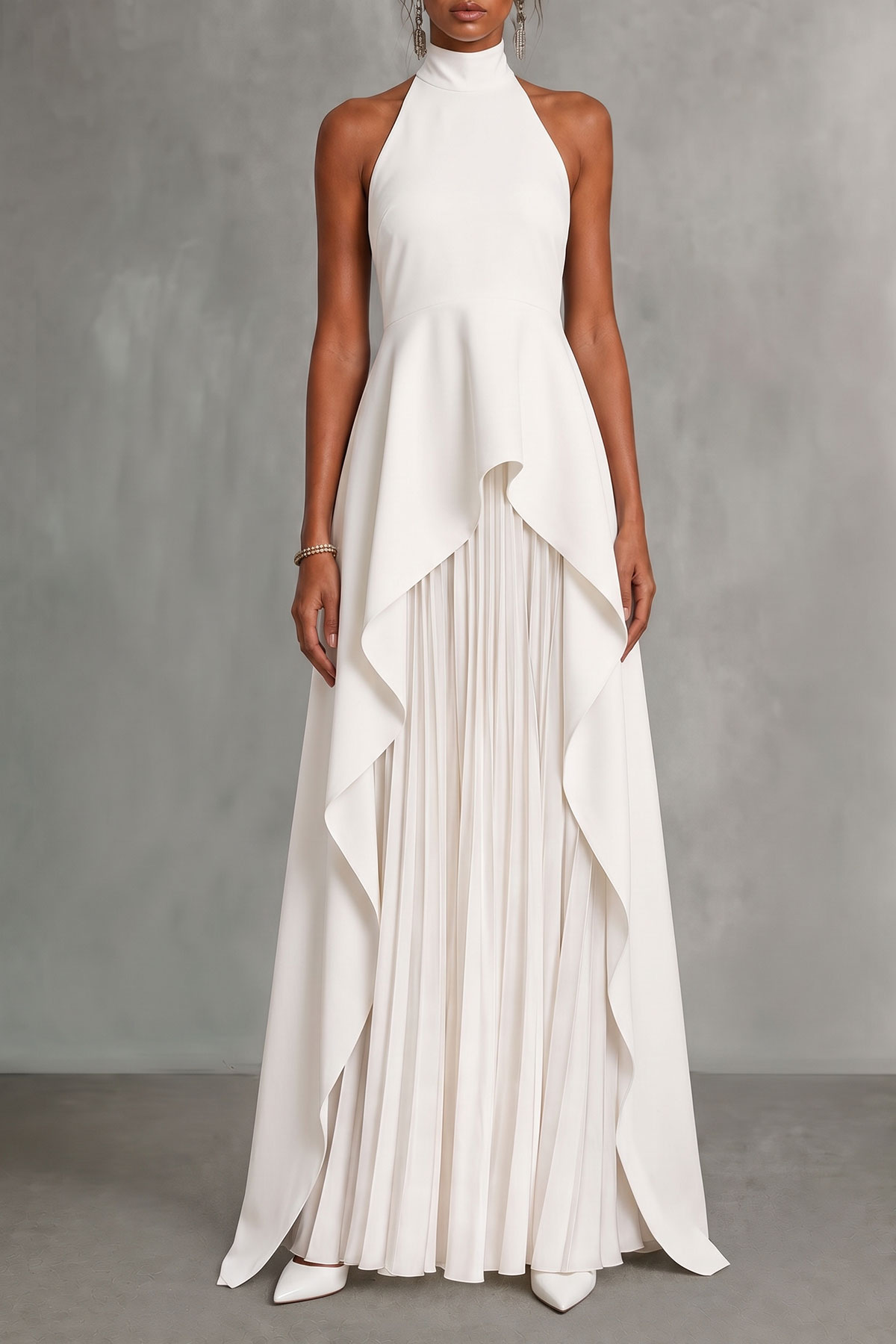 High Neck Asymmetrical Matching Skirt Set