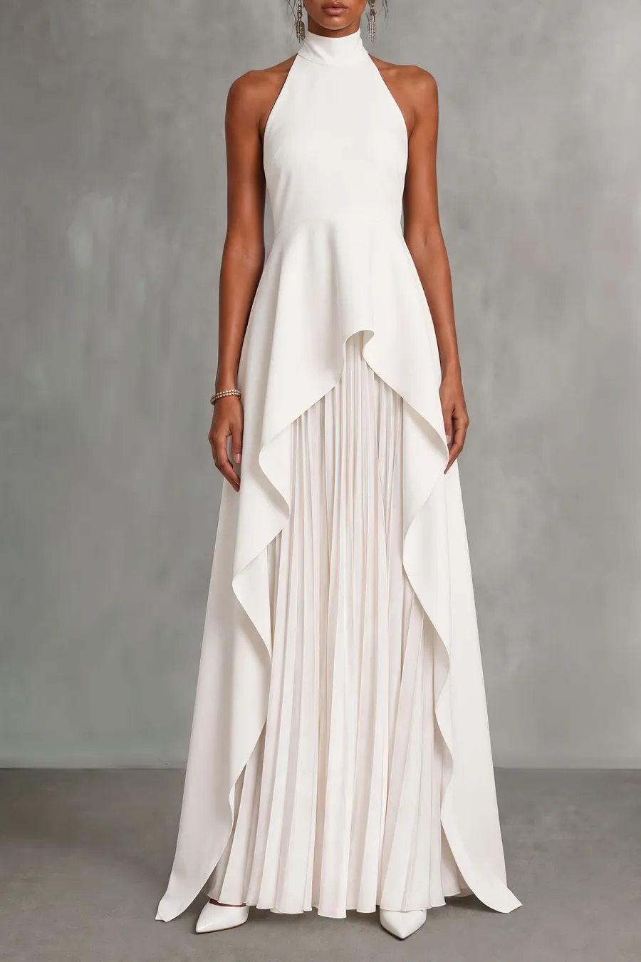 High Neck Asymmetrical Matching Skirt Set