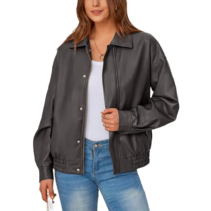 Women'S Faux Leather Motorcycle Jacket