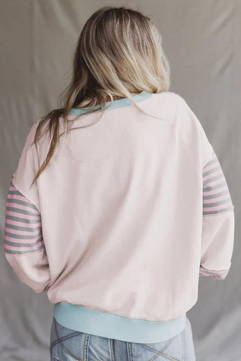 Relaxed Striped Patchwork Drop Shoulder Sweatshirt