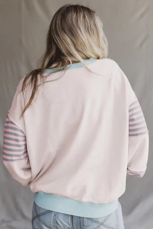 Relaxed Striped Patchwork Drop Shoulder Sweatshirt