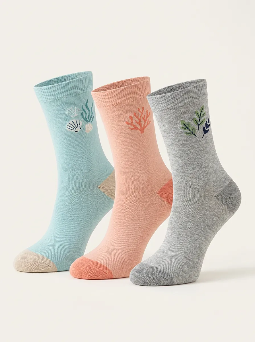 Comfort Women's Three-Pair Crew Socks
