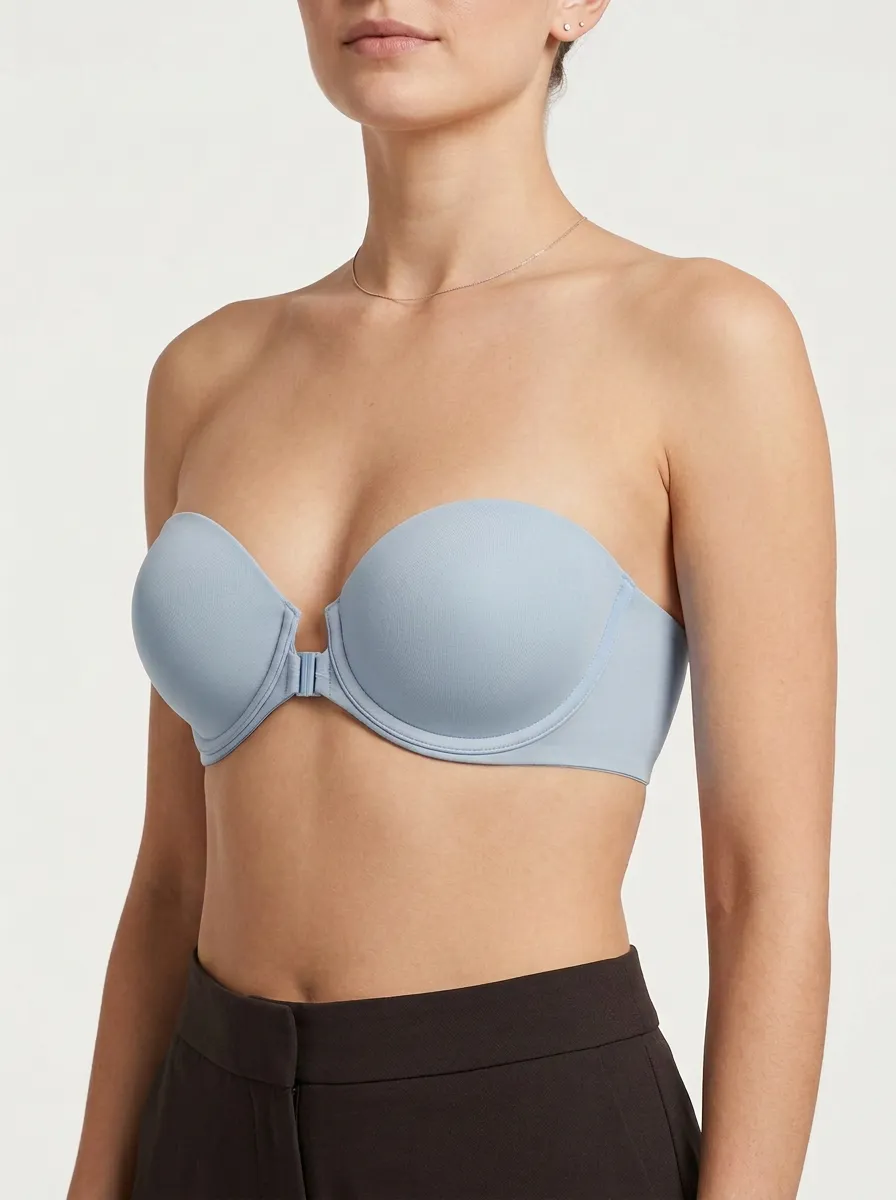Women's Contoured-Cup Seamless Front-Closure Strapless Bra