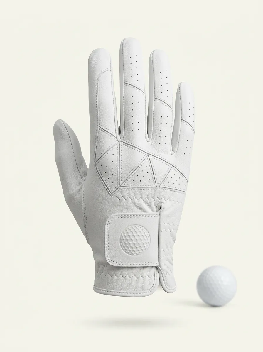 Course Embossed Geometric Leather Golf Glove