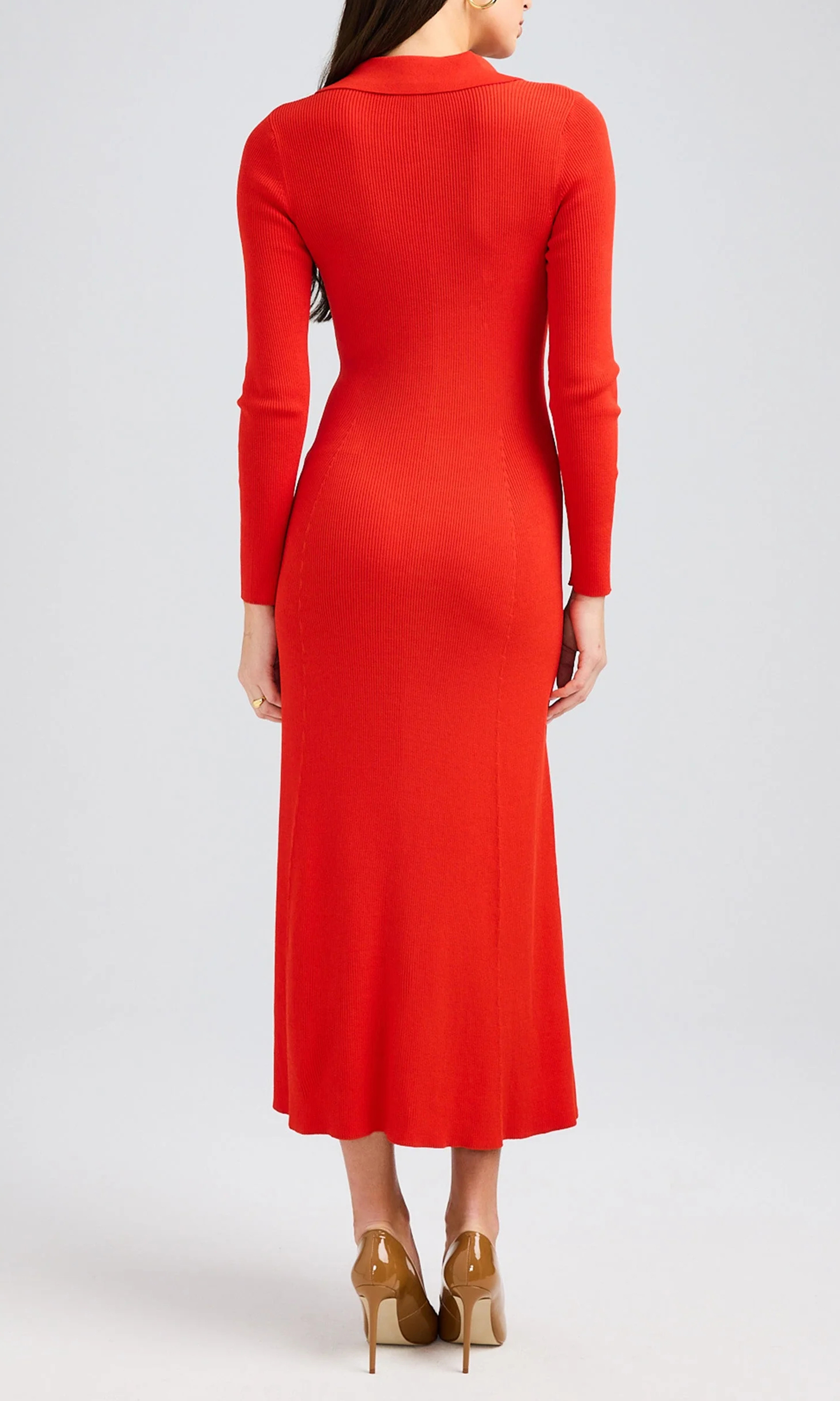 Red Lapel Long Dress