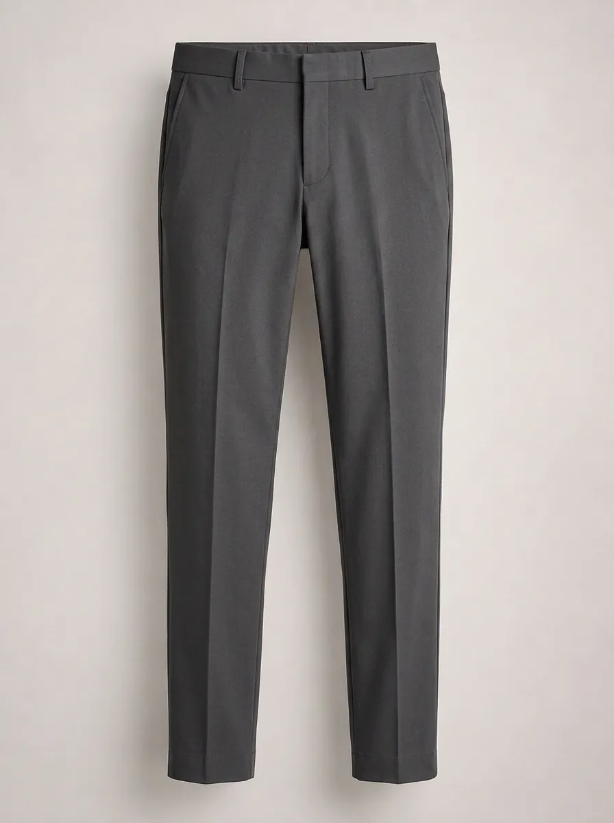 Men's Business Casual Charcoal Grey Slim Fit Dress Trousers
