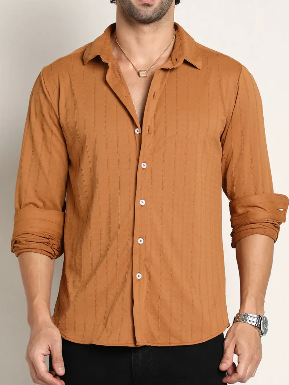 Brown Casual Style Full Sleeve Shirt