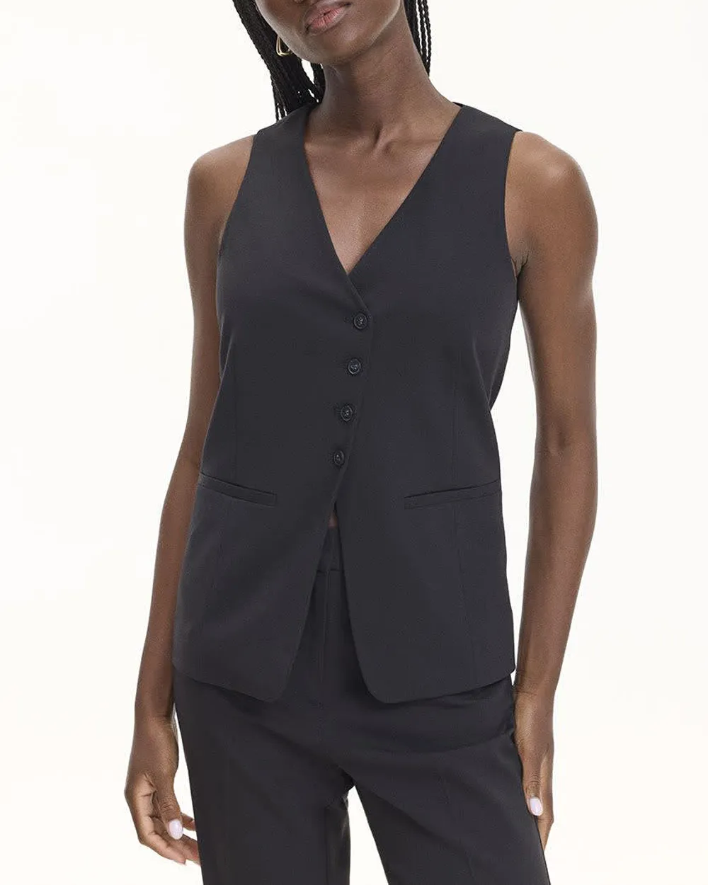 Long Sleeveless Blazer Elegance