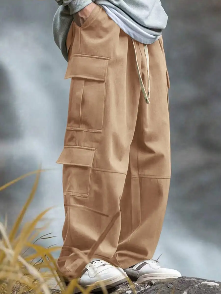 Men's Casually Cut Pockets Cargo Pants Wide Leg