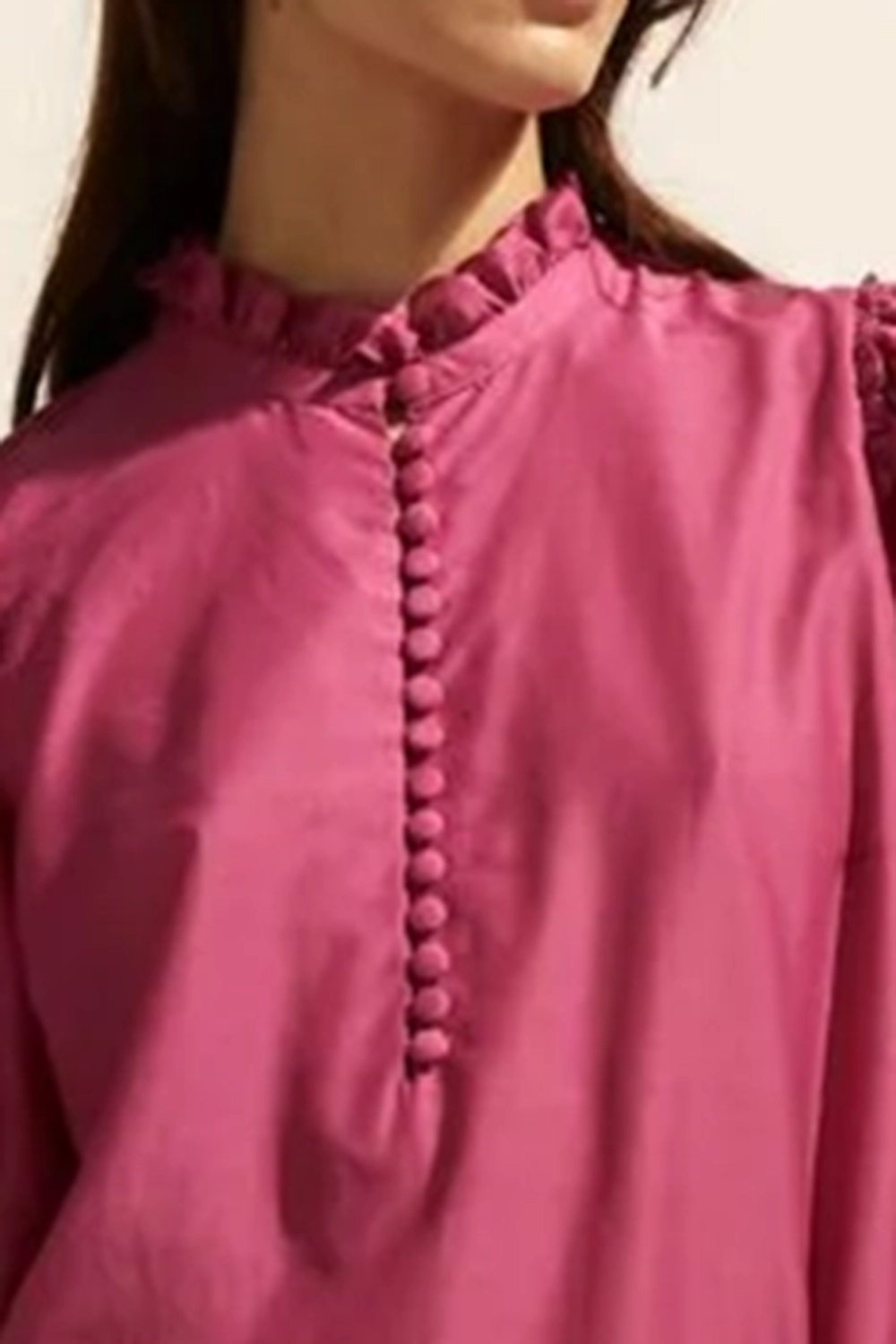 Pink Pintuck Long - Sleeve Button - Up