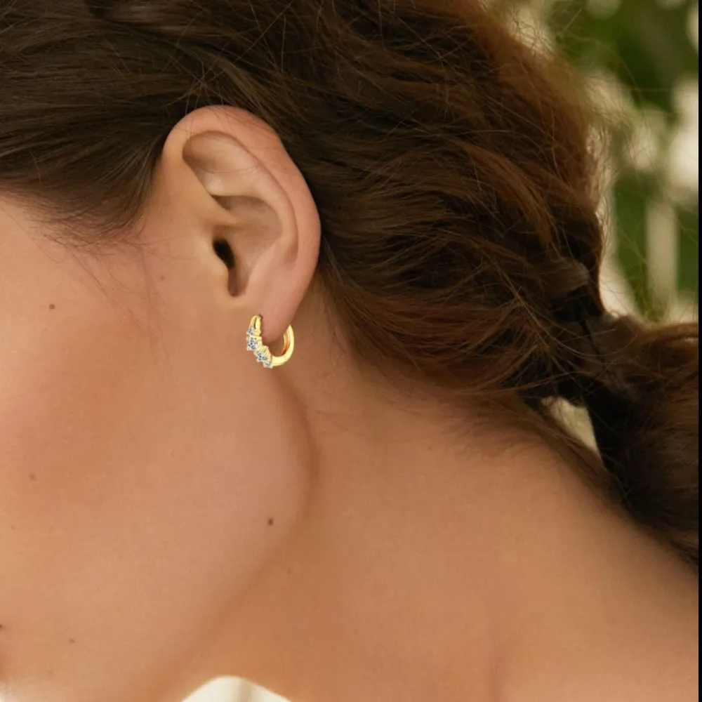 Sterling Silver Moissanite Huggie Earrings