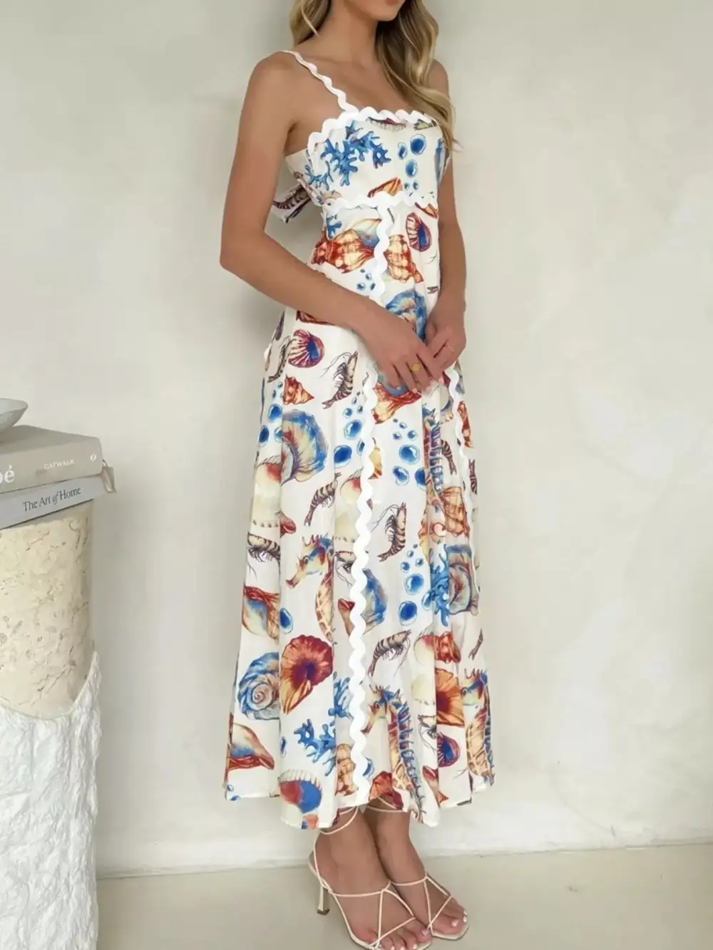 Clean Line Printed Midi Dress