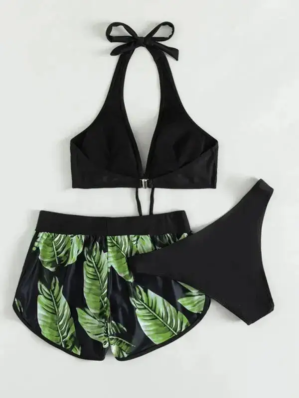 Multi Printed Layered Bikini Swim Set