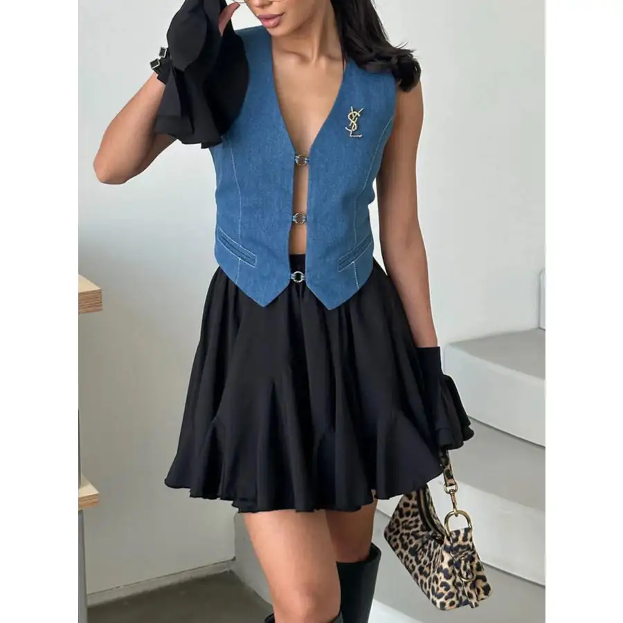Elastic Waist Ruffled Hem Skirt