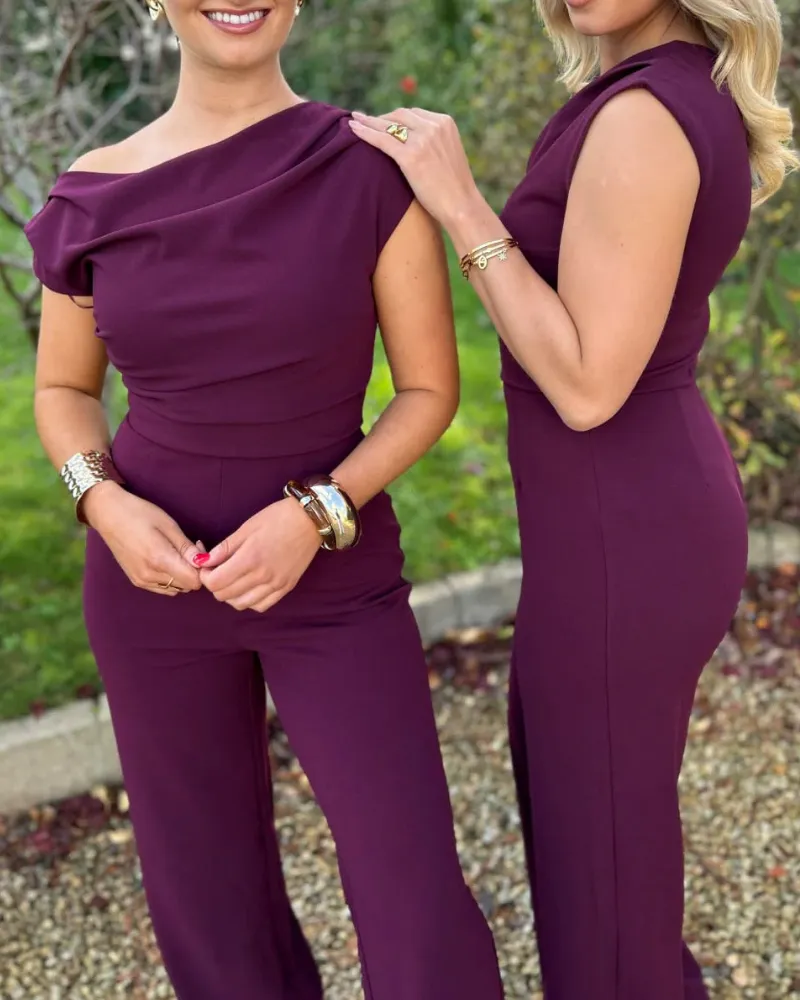 Draped Neck Wide Leg Set