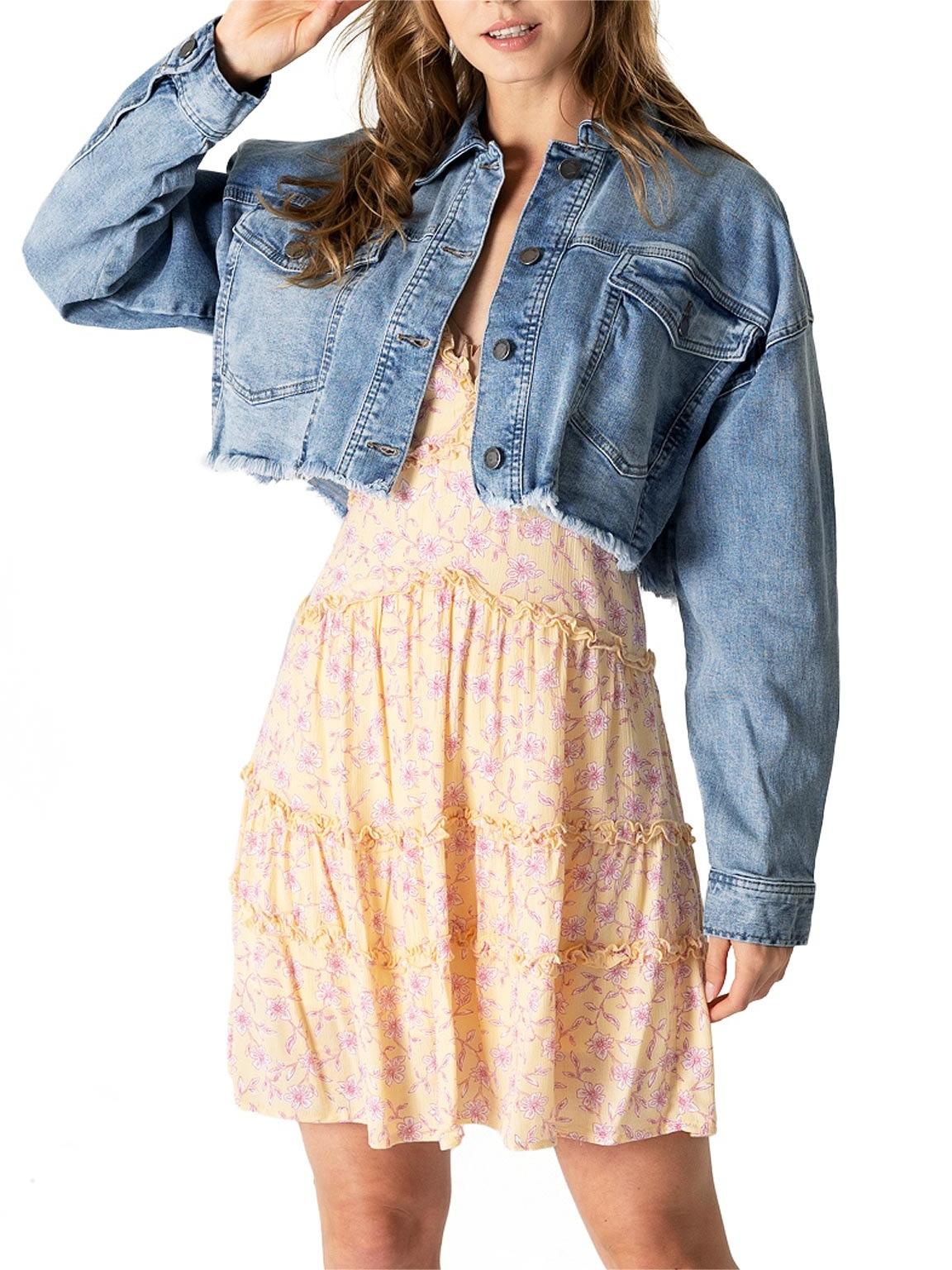 Light Blue Cropped Denim Jacket