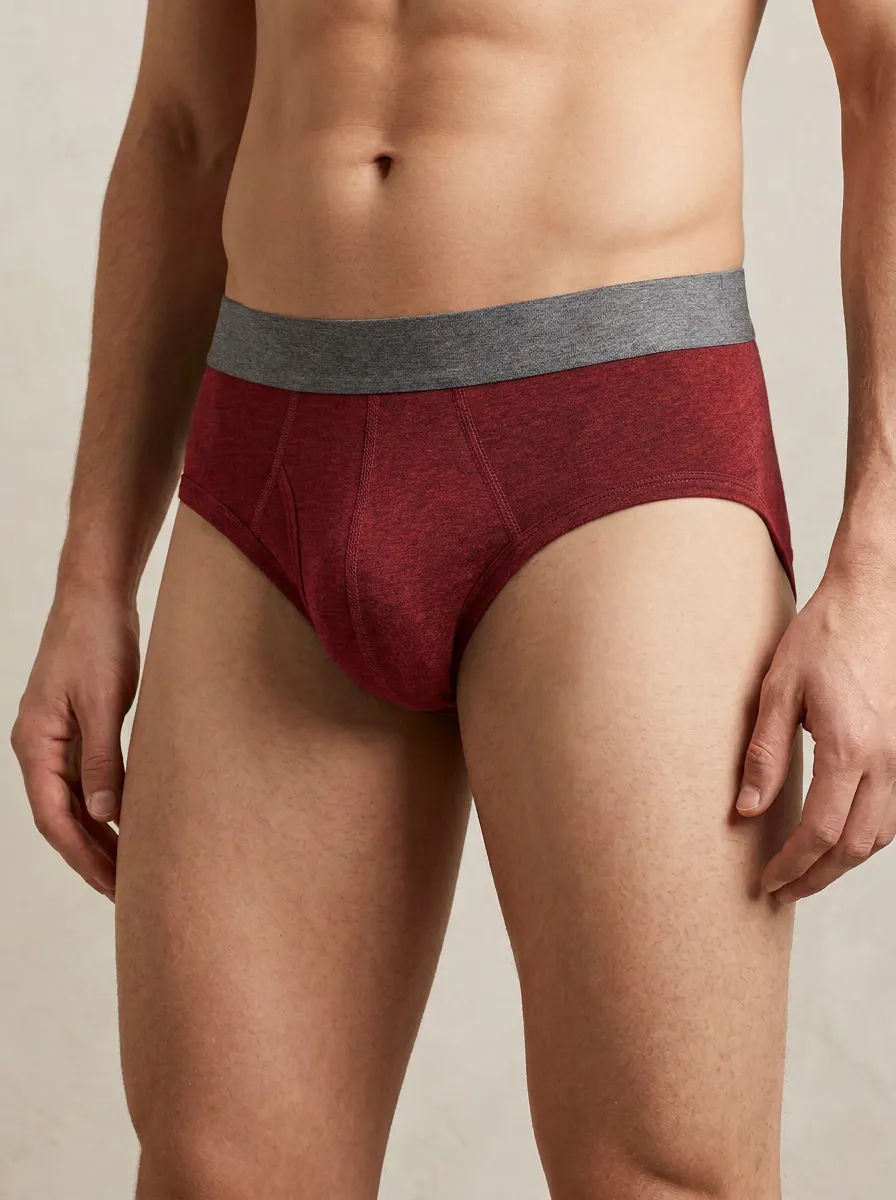 Men's Charcoal Grey Solid Color Minimalist Printed Briefs