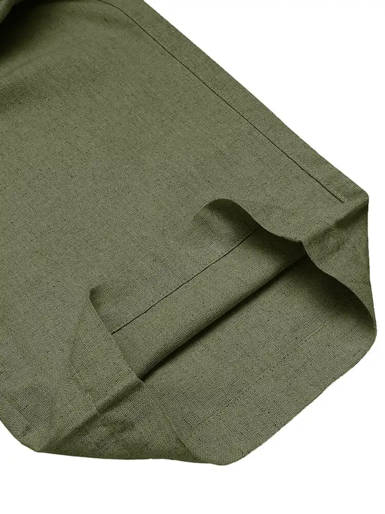 Casual Straight Linen Drawstring Pants