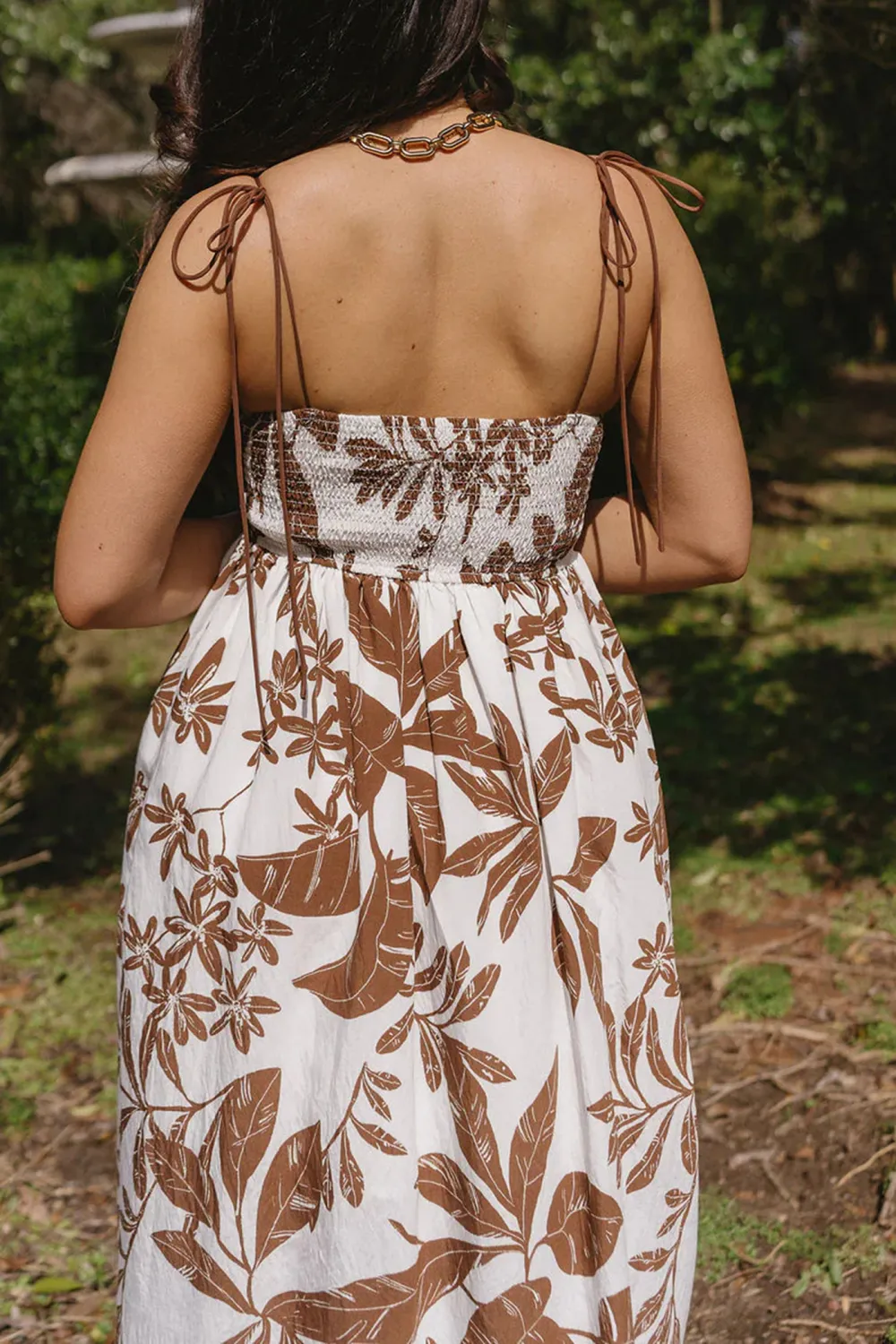Plant Print Spaghetti Strap Dress