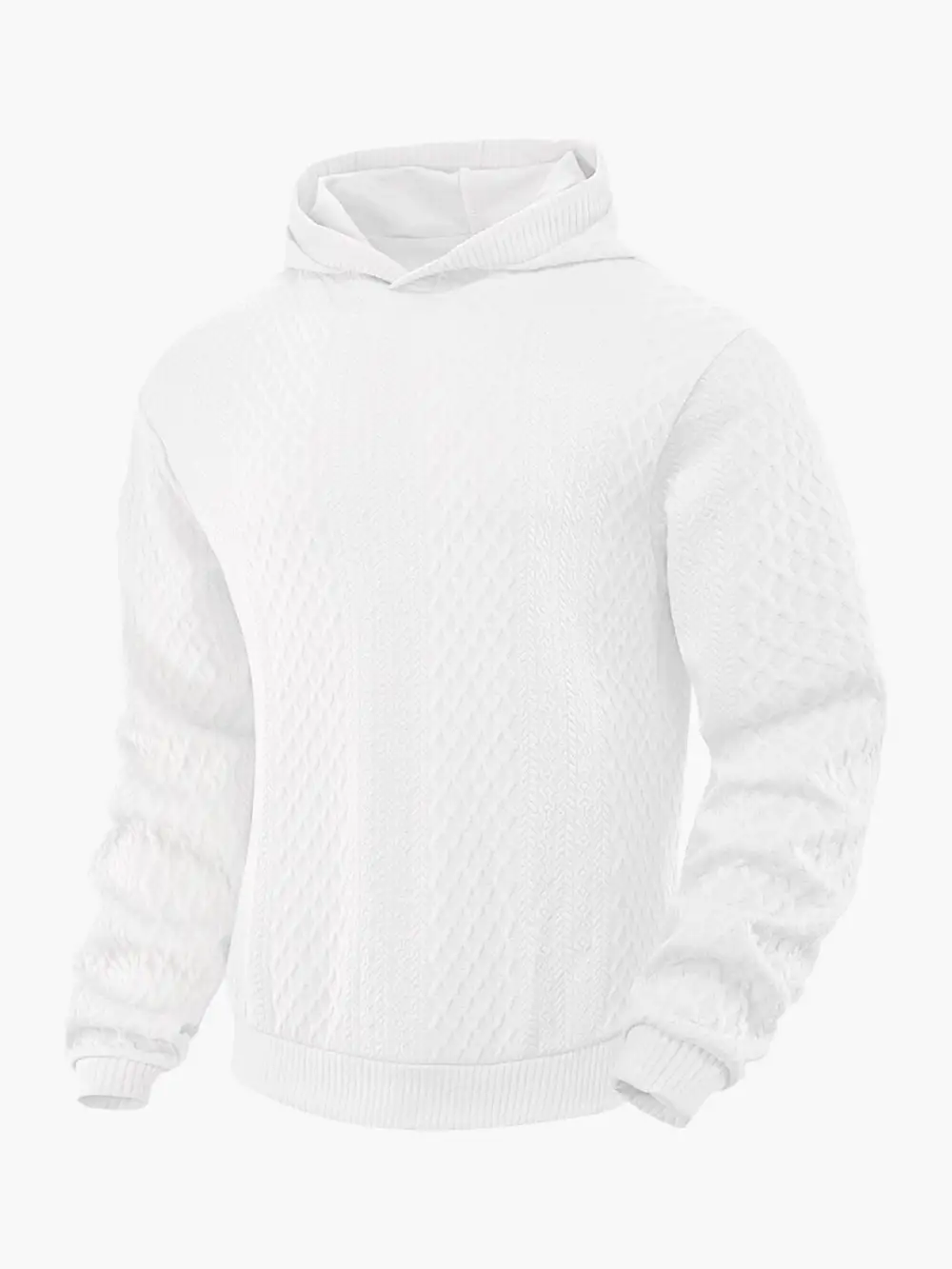 Men's Structured Funnel Neck Pullover with Hood and Honeycomb Jacquard Utility Shirt