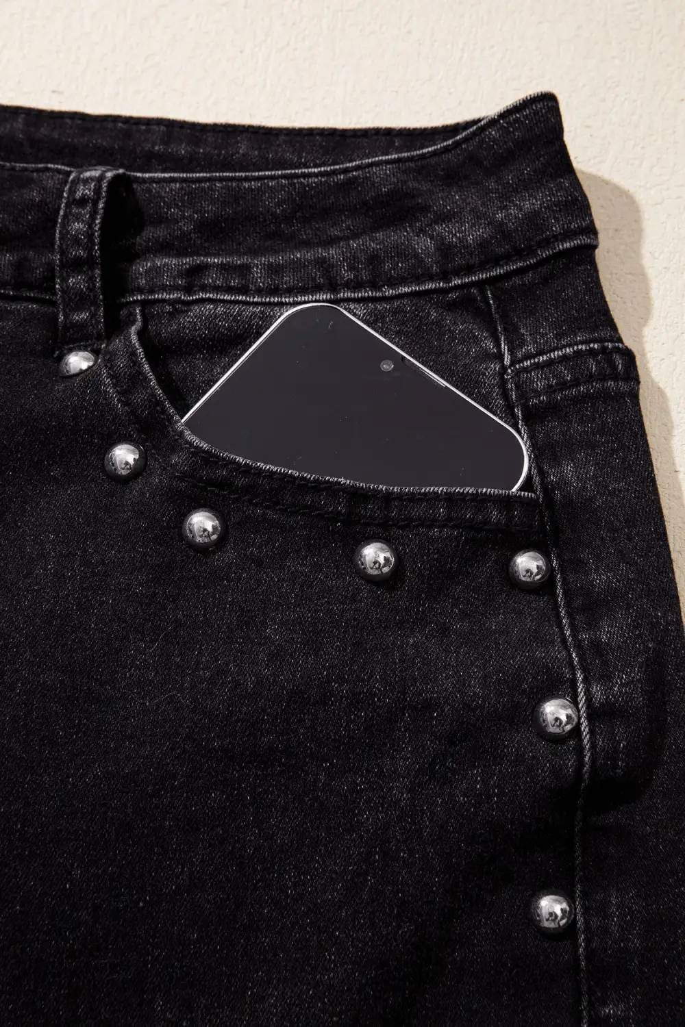 Relaxed Studded Straight Leg Jeans