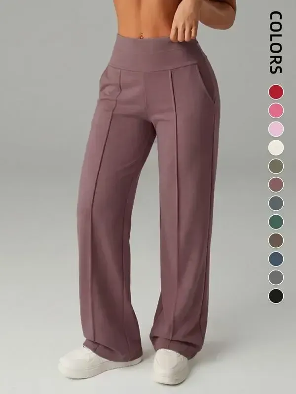 Women's Wide Leg High Waist Sweatpants with Pockets | Sporty Casual Style