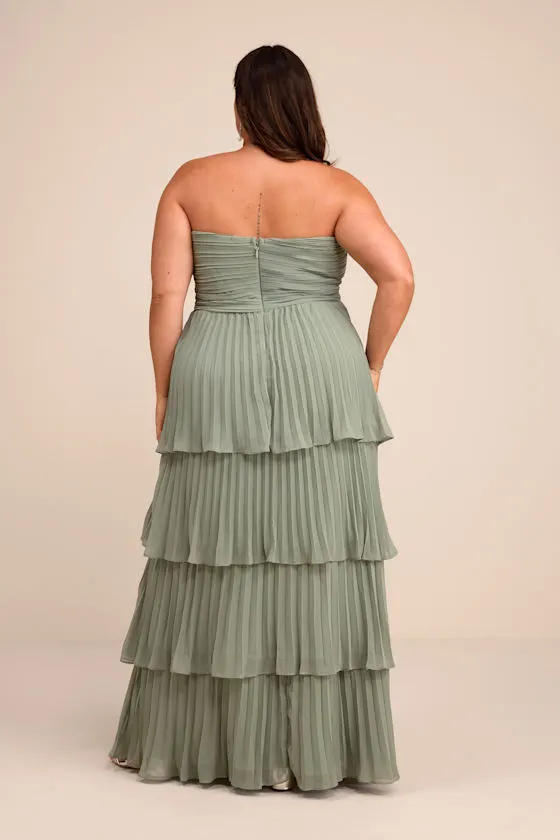 Seriously Sensational Light Pink Strapless Tiered Maxi Dress