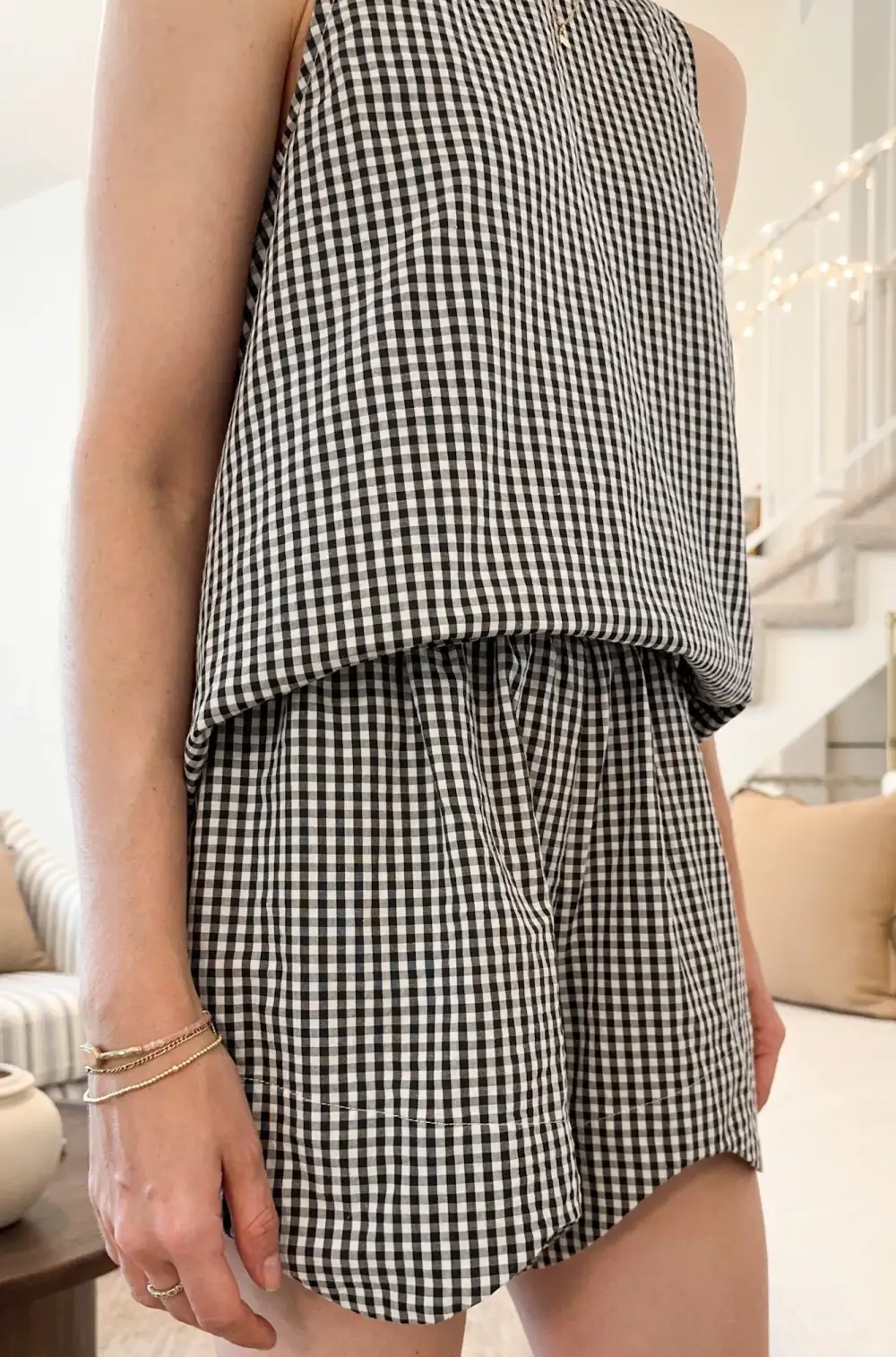 Gingham Scallop Trim Shorts
