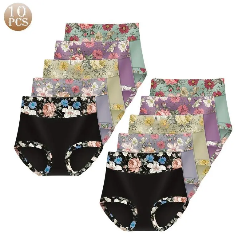 Floral Print High Waist Panties Pack - Super Soft All-Season Underwear For Women