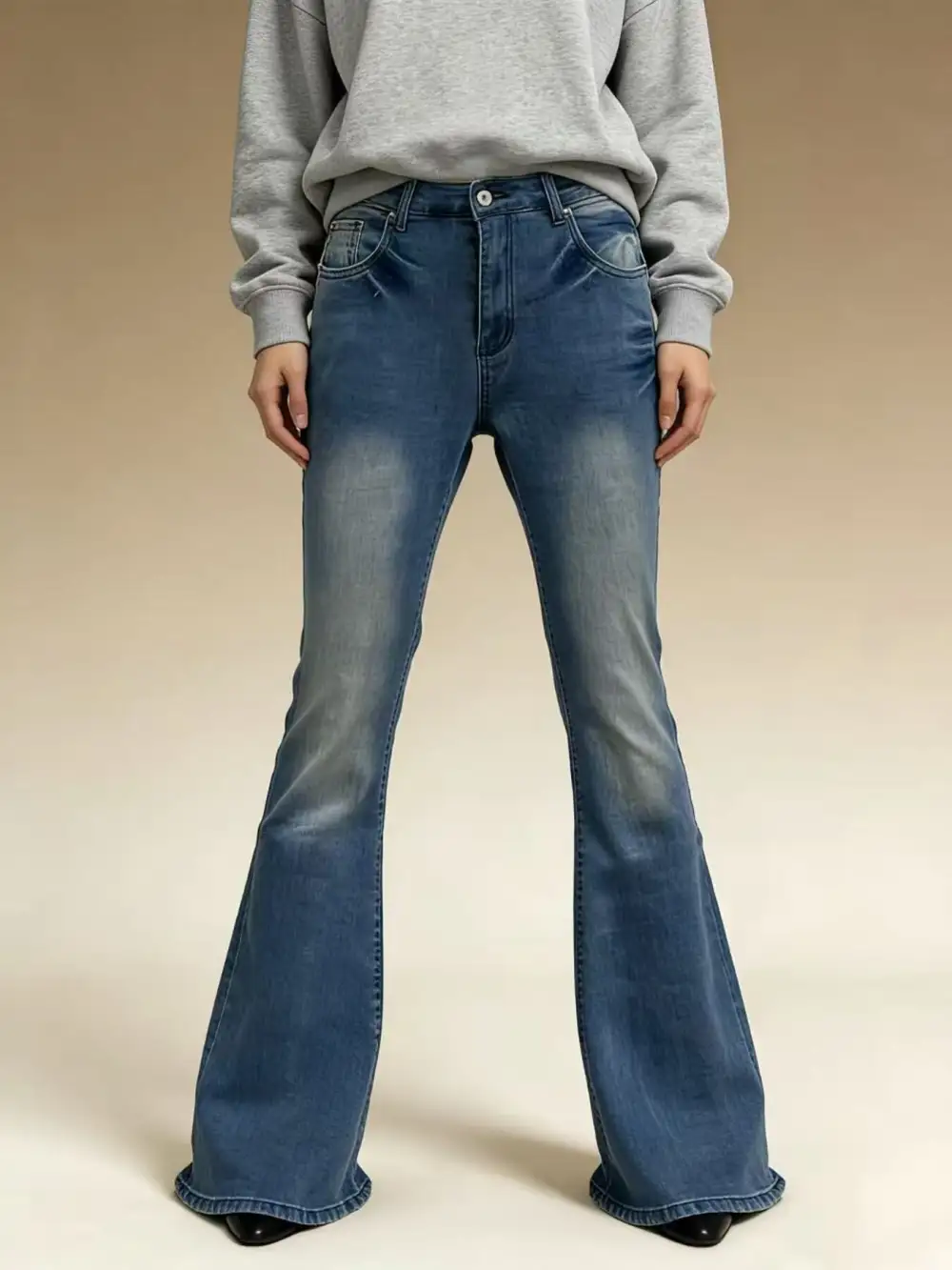Smooth High Waist Flare Leg Denim Jeans