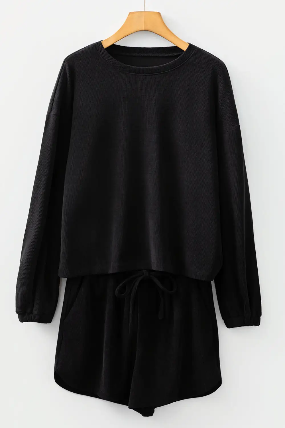 Solid Knit Relaxed Shorts Lounge Set Shape