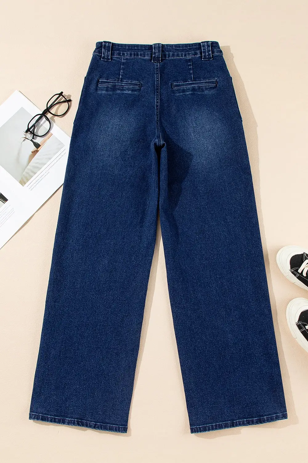 Relaxed Mid Rise Straight Leg Denim Jeans